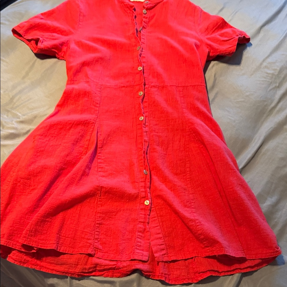 Women’s Red Button-Front Midi Dress